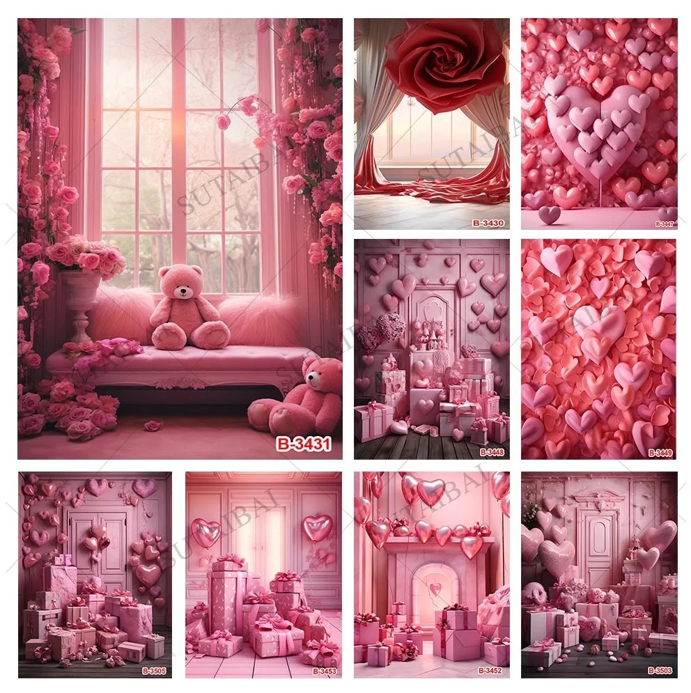 

Valentine‘s Day Backdrops Kids Adult Photography Baby Child Birthday Cake Smash Props Rose Dating Floral Garden Background