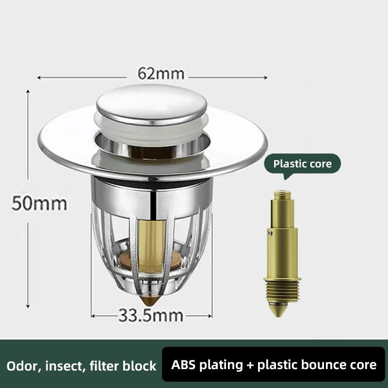 Waschbecken Stecker Anti Geruch Pop-Up Bounce Core Becken Stopper Haar Catcher Dusche Waschbecken Sieb Edelstahl Pop-Up Filte presse
