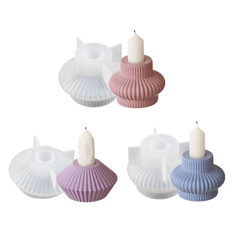 

Resin Craft Molds Easy to Clean Candlestick Moulds Silicone Texture for Candle