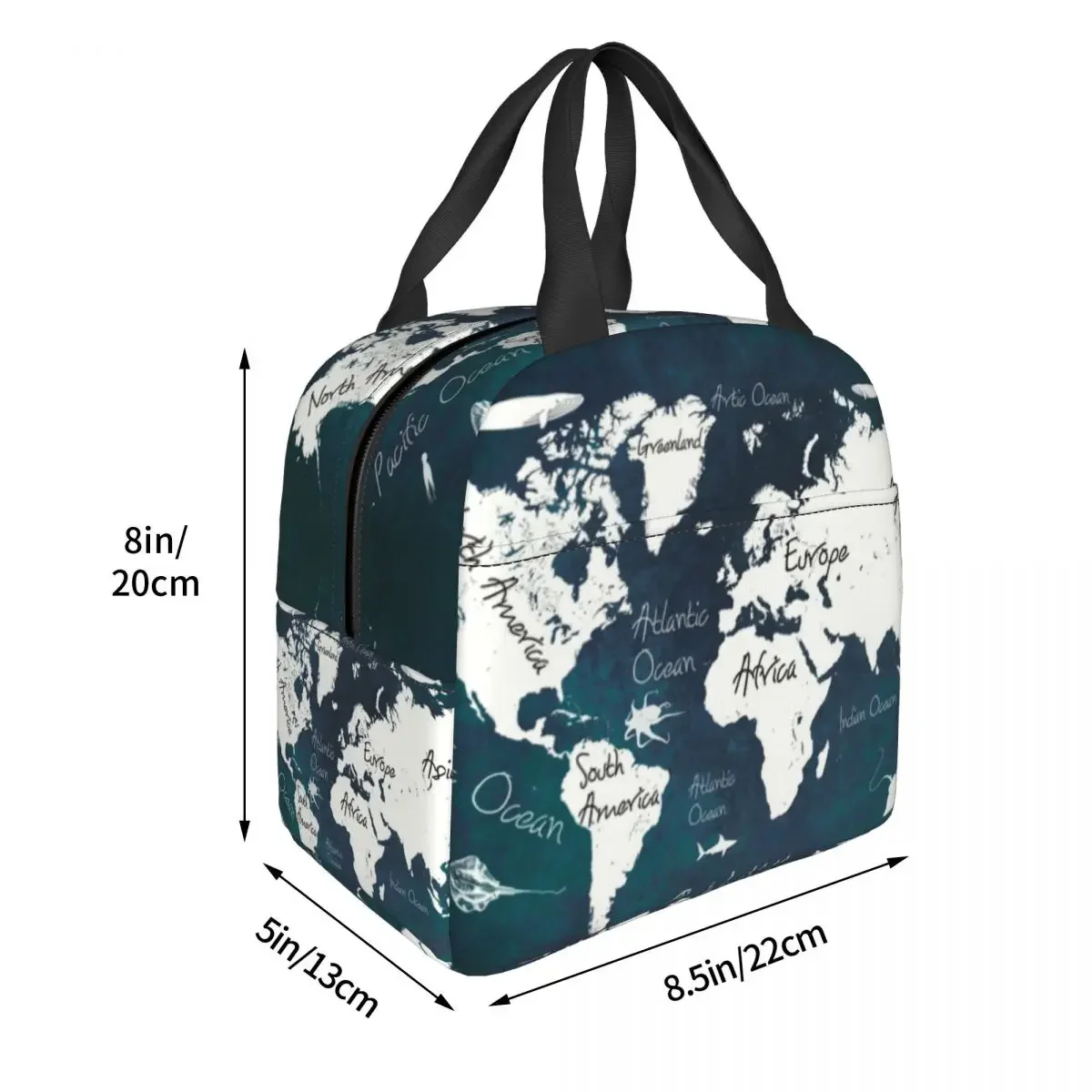 World Map Thermal Insulated Lunch Bag Women Portable Lunch Container for Kids School Children Storage Food Box