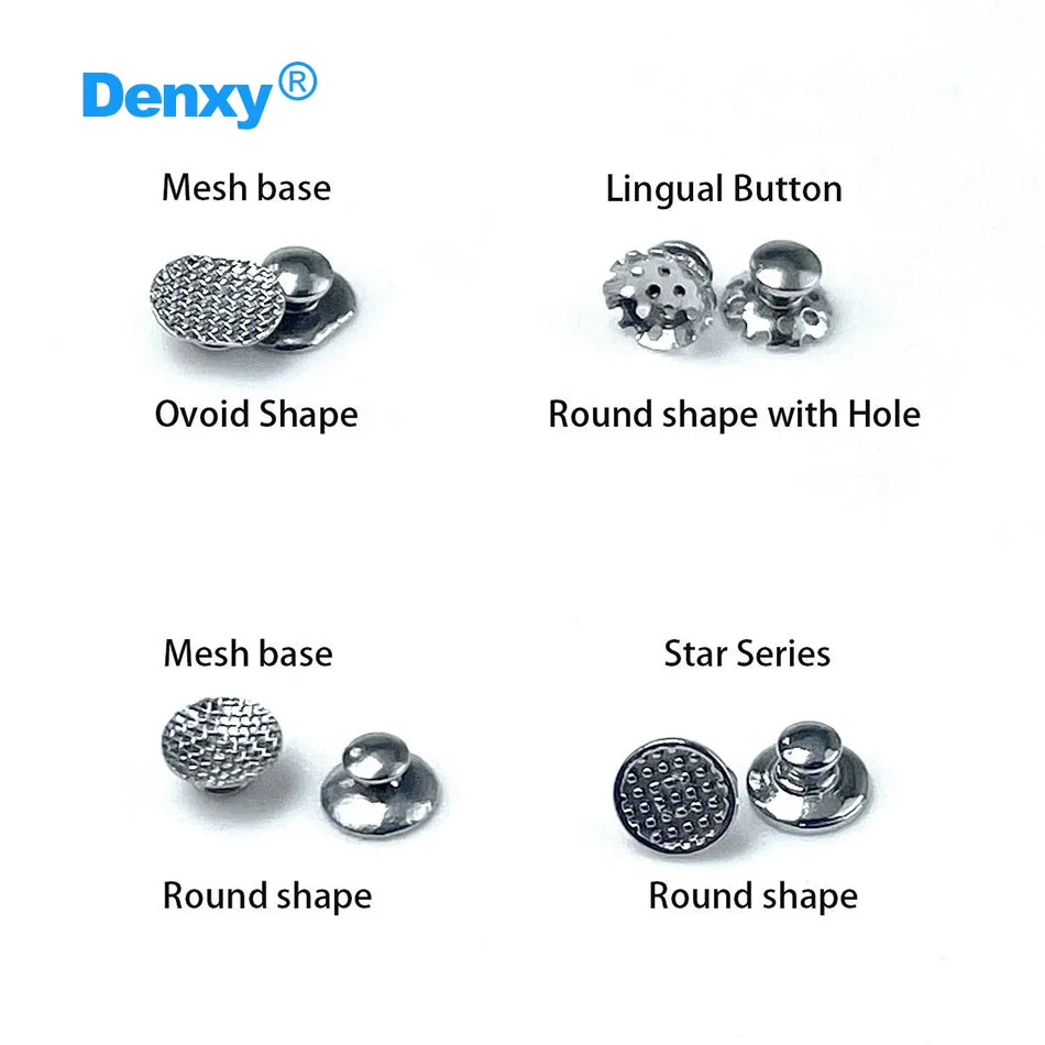 Denxy 50 Stück Dental-Lingual-Knöpfe aus Metallgitter mit glatter Basis, Öse, runder Cleat, rechteckiger MIM-Spezialknopf für kieferorthopädische Brackets – Detail 3