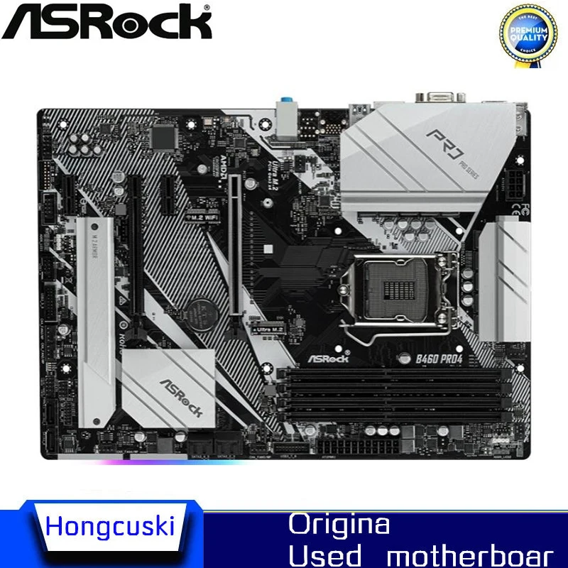 For ASROCK B460 Pro4 LGA1200 Used motherboard Original Desktop Intel B460 ATX Motherboard LGA 1200  i7/i5/i3 USB3.0 M.2