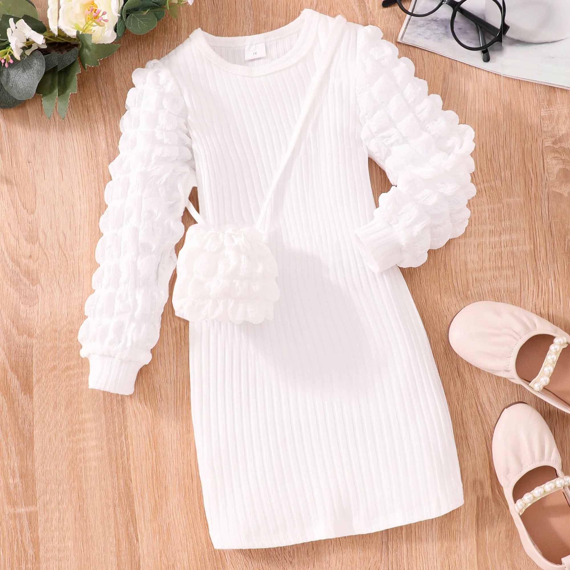 【Free Bag】 Girl Midi Dress Autumn Fashion Women Bodycon Dress Long Sleeve Wrap Tight Midi Party Dress  Big Girl Clothes