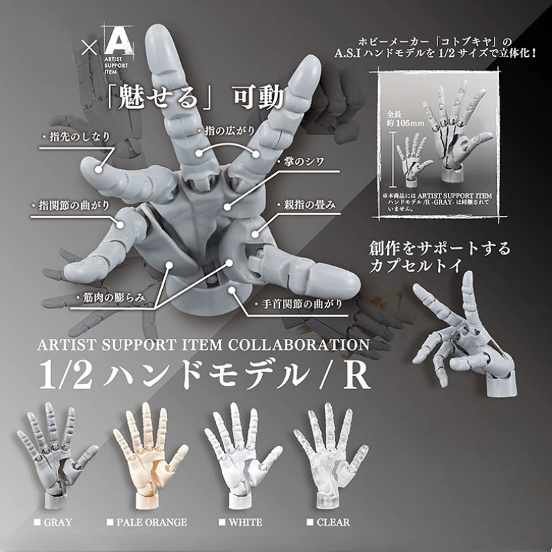 

Высоко шарнирная модель руки для пальцев, 1/2 ладони, запястья, художественный эскиз, рисунок, стандартная правая рука, позолоченные суставы, слепая коробка, игрушка