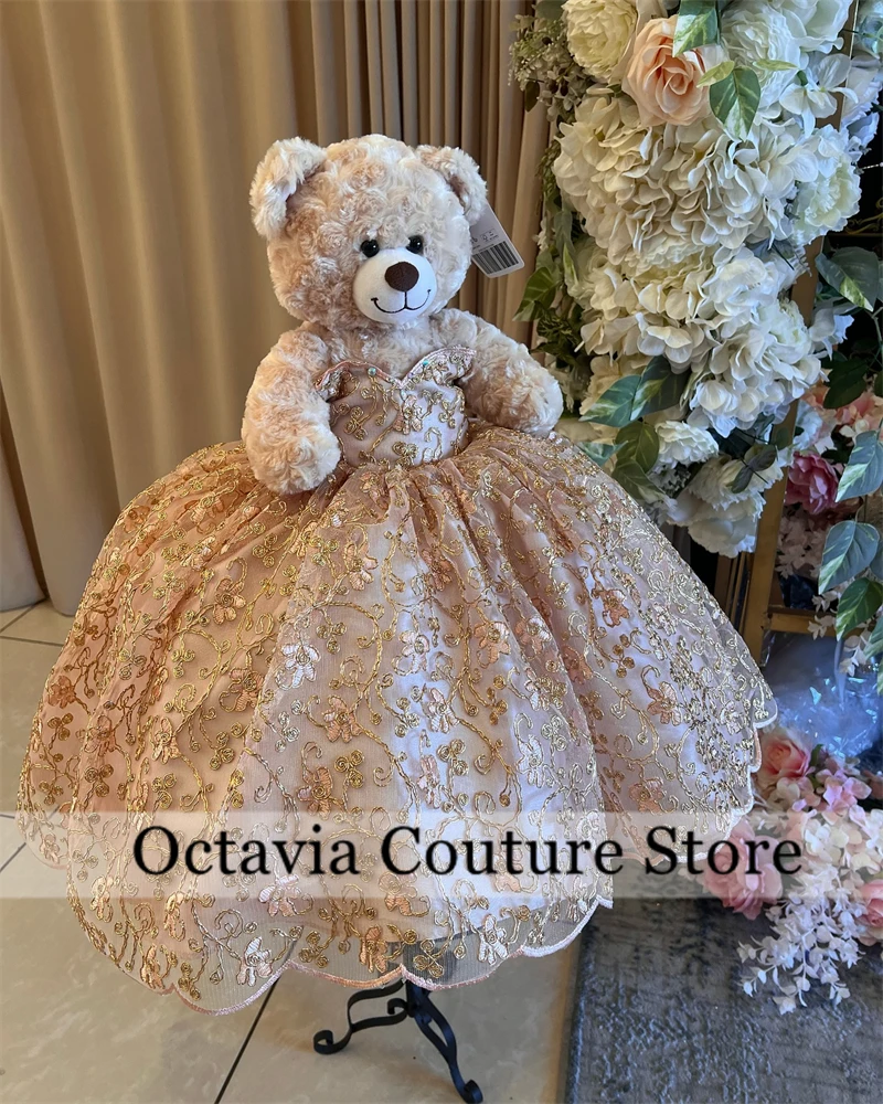 Gold Special Link For Personalized Quinceanera Teddy Bear Dresses Bead Appliques Sweet Sixteen Gift Bow Robe de bal Customized
