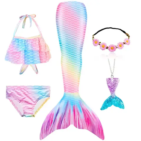 New The Little Mermaid Tails Ariel Memaid Swimsuit Bikini Bathing Suit Halloween Costume Girls Can Add Monofin for Pool Swim