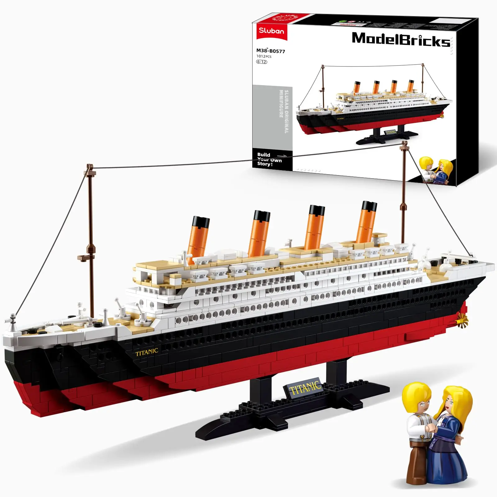 1021PCS Titanic Building Blocks Classic Movie Luxury Cruise Ship Boat Model Bricks Set With Display Stand Kids DIY Toys Gifts