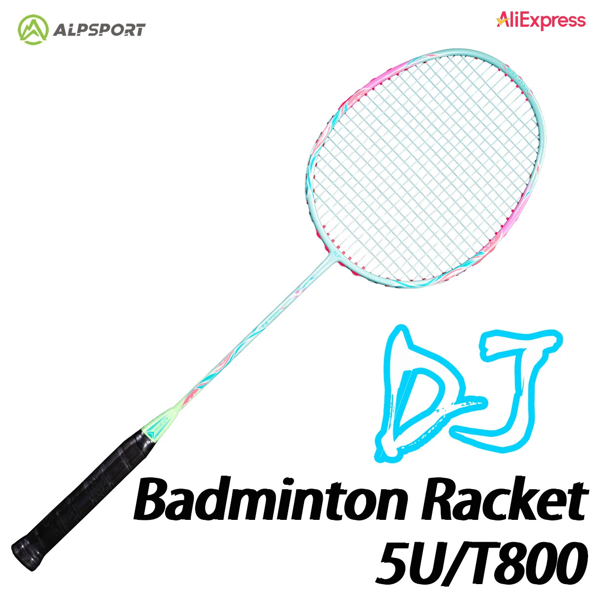 ALP DJ 5U Badminton Racket T800 Attacking and Defending Full Carbon Max 38 lbs For intermediate and advanced players