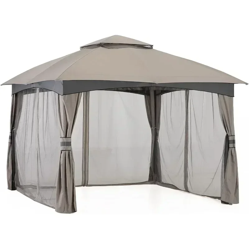 Outdoor Patio Gazebo for Garden with Upgrade Steel Frame and Netting Walls Canopy Tent  Party