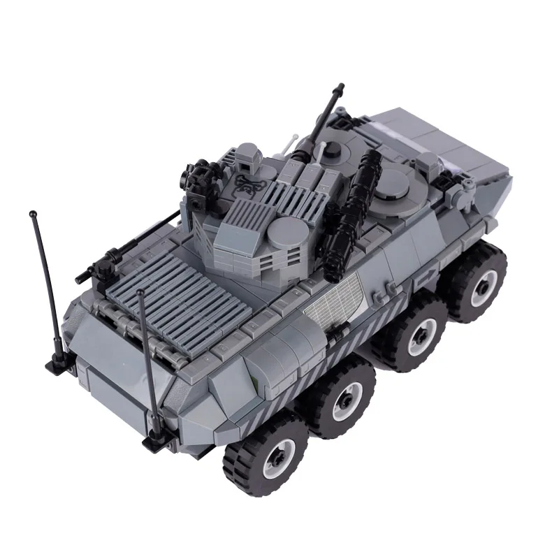 Morden Military Truck APV Wheeled Armored Vehicle Building Blocks USA Russia Army Soldier Figures Battle Tanks Car Model Toys