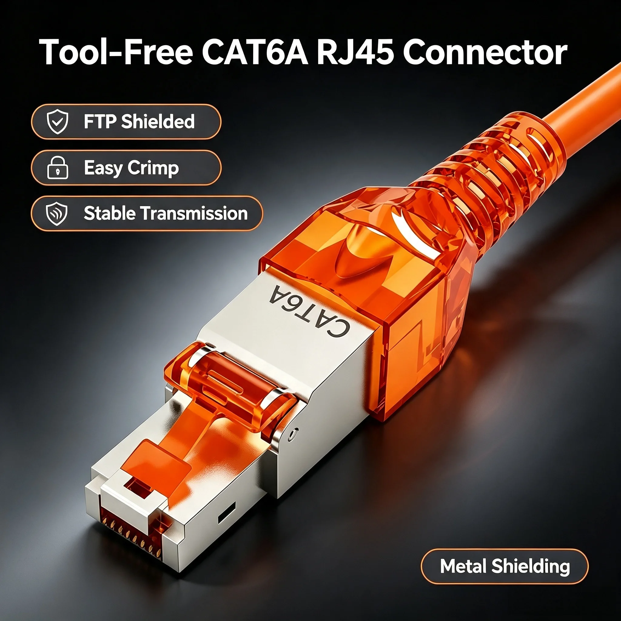 SUMMITOP 1PCS RJ45 CAT8 Cat7 CAT6A Connector Tool-Free Termination Plug Reusable Shielded for Ethernet Cables 10/40Gbps