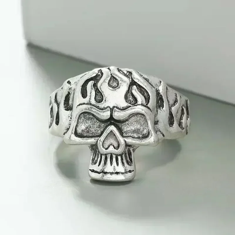 Vintage Open Ring Male Hero Exaggerated Male Ring European Ghost King Skull Men's and Women's Trend Open Fashion Ring