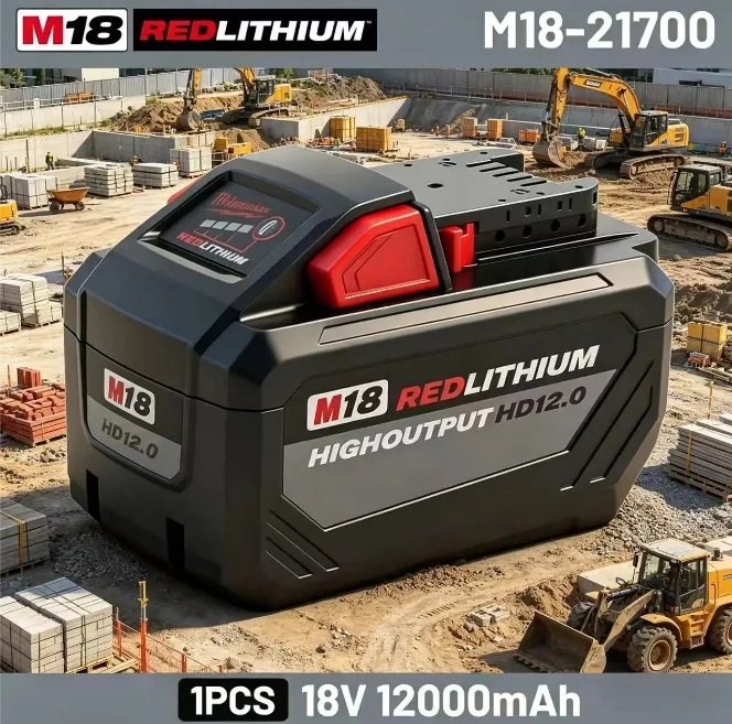 

Milwaukee M18 HD12.0 18V 12.0Ah Li-ion Battery Replacement 48-11-1812 High Output REDLITHIUM for M18 Cordless Power Tools Drill