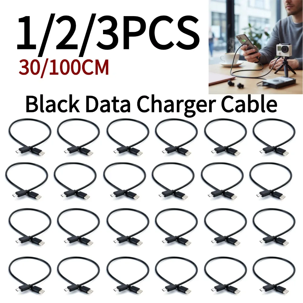 1/2/3PCS Reverse Charging OTG Cable Type-C to Micro USB Male-Male 30/100cm for Xiaomi Huawei OD3.5mm Black Data Cable