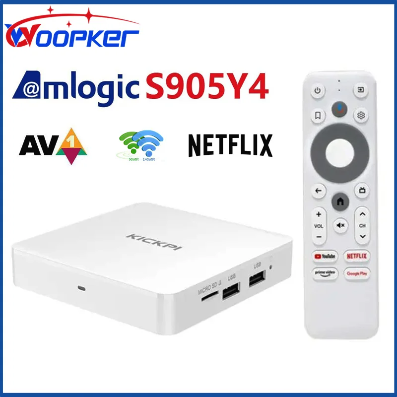 Woopker KICKPI KP1 Set Top Box AV1 Google Netflix Certified Dual WIFI Android 11 Amlogic S905Y4 Supports 1080P 4K Media Player