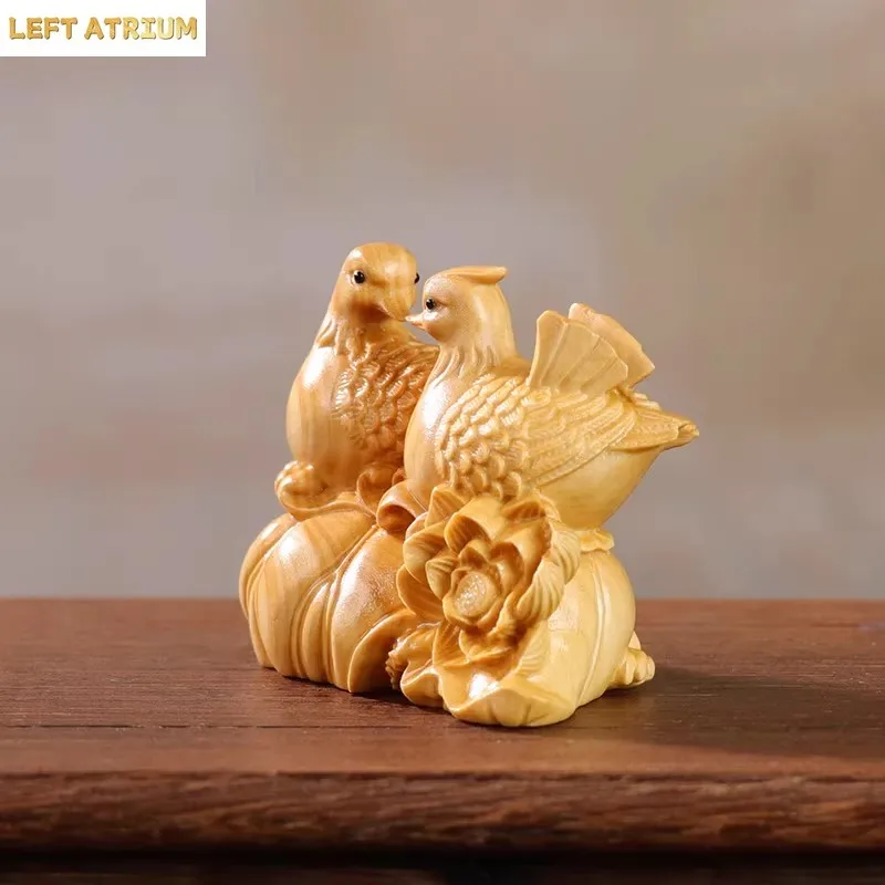 “Mandarin Ducks of Union” Palm Treasure - Boxwood Carving for Marriage Blessing & Handheld Enjoyment, An Intimate Love Token