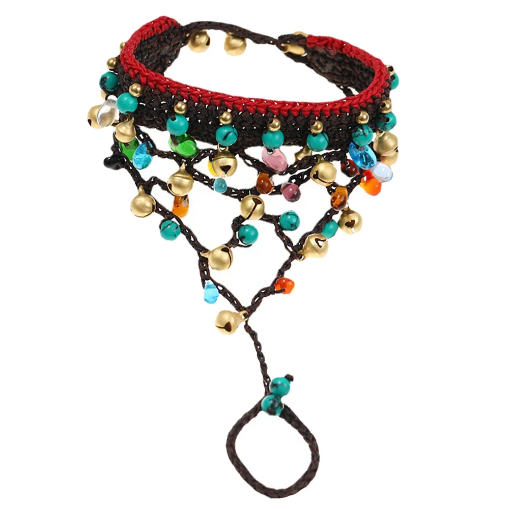 

Bohemian Style Turquoise Exquisite Girl Bracelet Agate Copper Bell Charm Wax Rope Birthday Gift Fashion Accessories