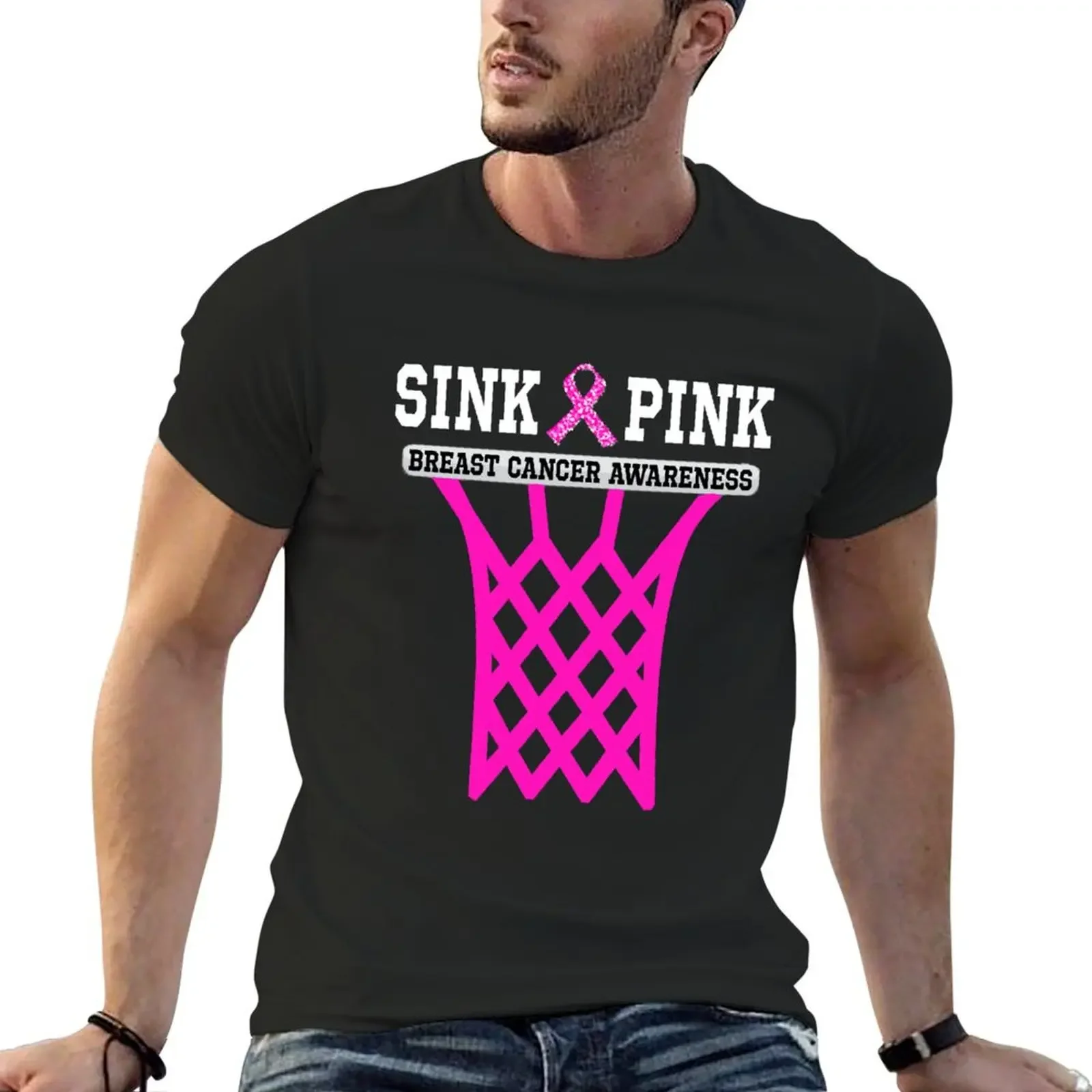 Sink Pink Breast Cancer Awareness T-Shirt anime clothes custom shirt big and tall t shirts for men