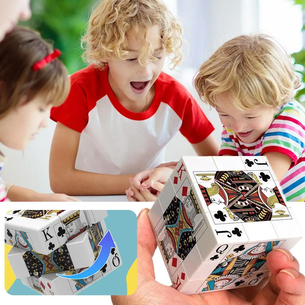 Magic Cube 3X3X3 Playing Card Poker K Q J Creative Printed Speed Cubes Beginners Smooth Brain Teaser Puzzle Educational Toys
