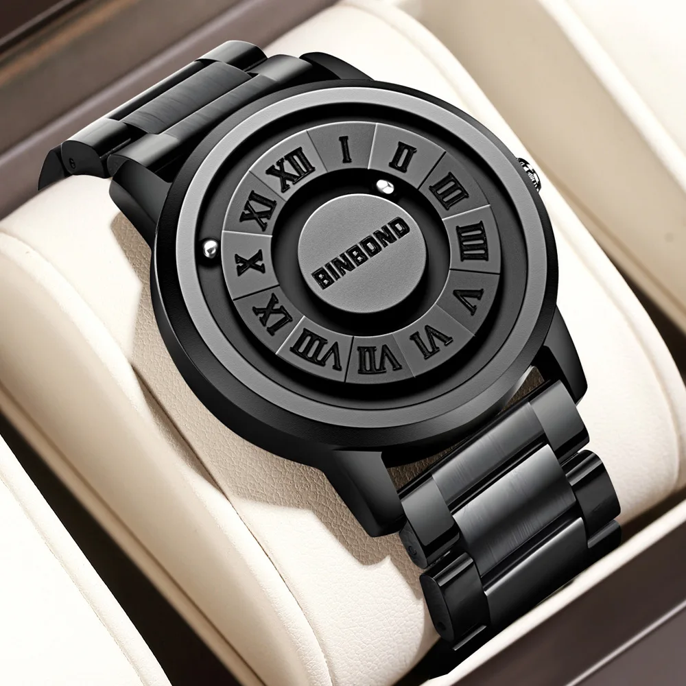 2024 New Fashion Black Technology Watch Men's New Concept Personalized Creativity Magnetic Suspension Waterproof Quartz Watch