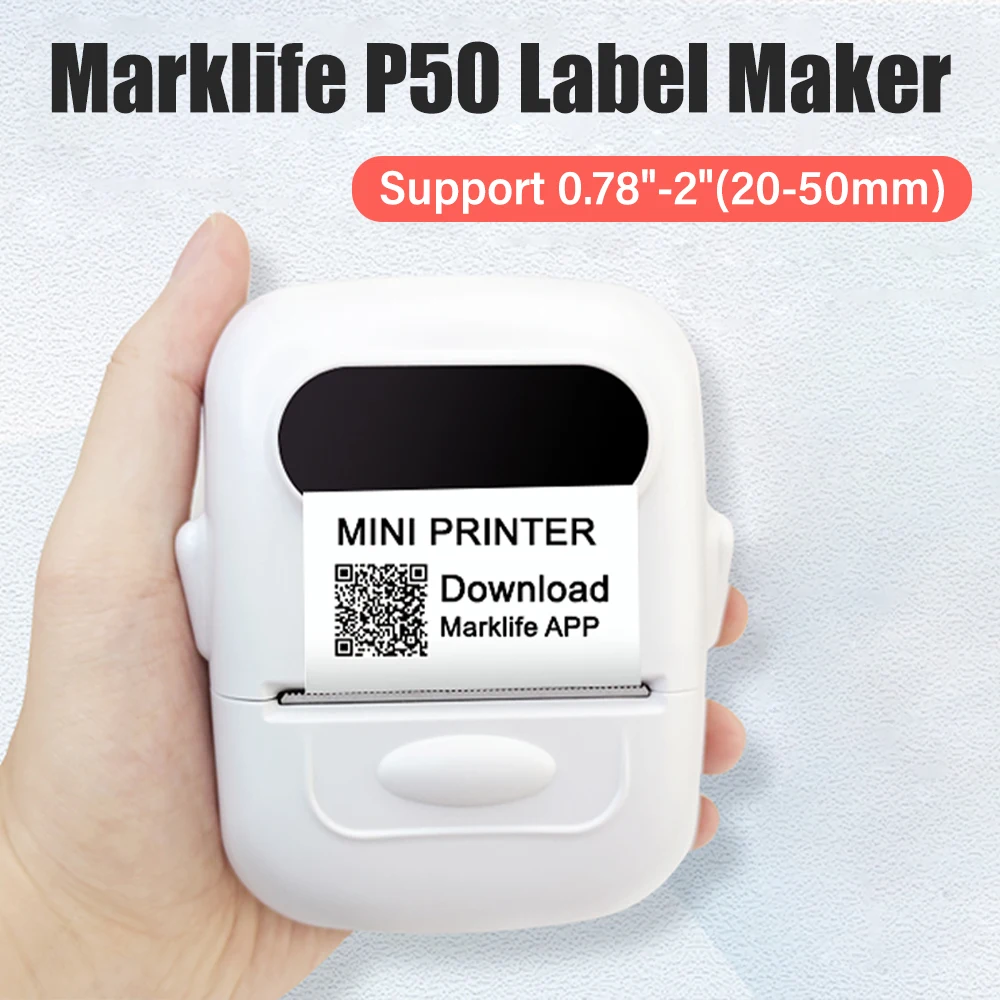 Marklife P50 Mini Label Printer Support Portable Thermal Printer Self-adhesive Labels Printer Tag Stickers Maker Or 1 Roll Label