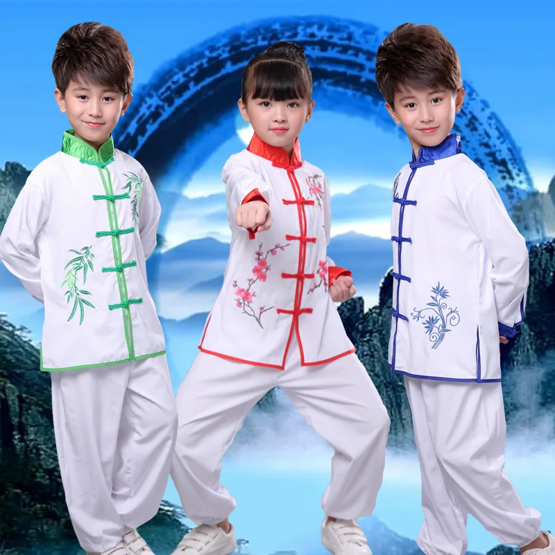 

Children Chinese Style Traditional Wushu Clothing Kids Martial Arts Uniform Kung Fu Suit Girls Boys Stage Performance Costume