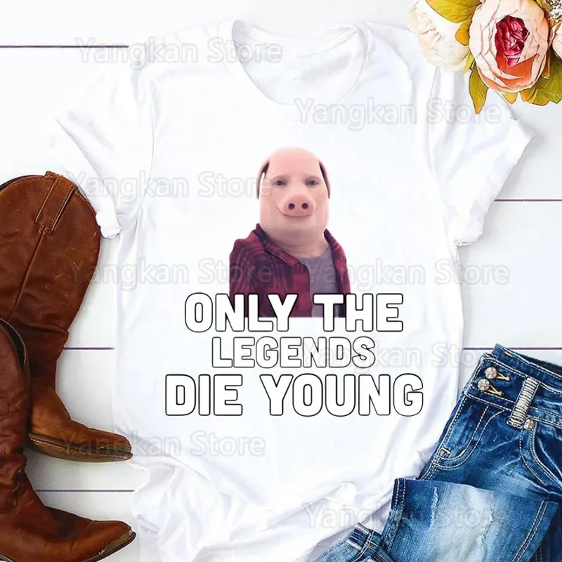 John Pork sta chiamando risposta alla chiamata Pig Meme T-shirt da donna Ragazza Harajuku T-shirt femminile con grafica Kawaii in stile coreano, Drop Ship