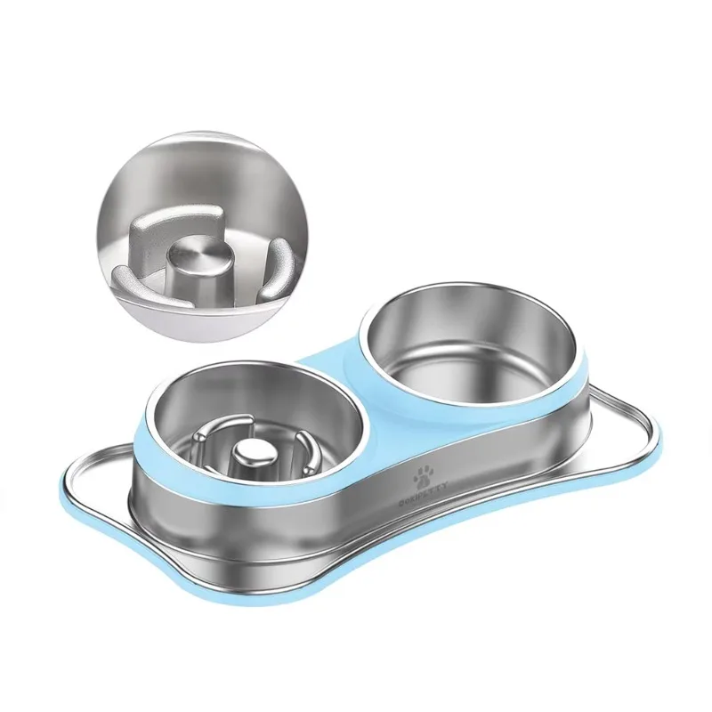 

Slow Feeder Dog Bowls Homeuse Anti-Slip Stainless Steel Raised Dog Feeder for Small Sized Dogs Puppy
