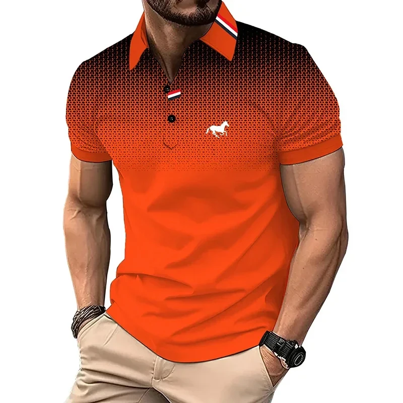 New Summer Men's Fashion Print Short Sleeve Polo Shirt Casual Breathable Pullover Polos T-shirt Tops Sports Men Clothing