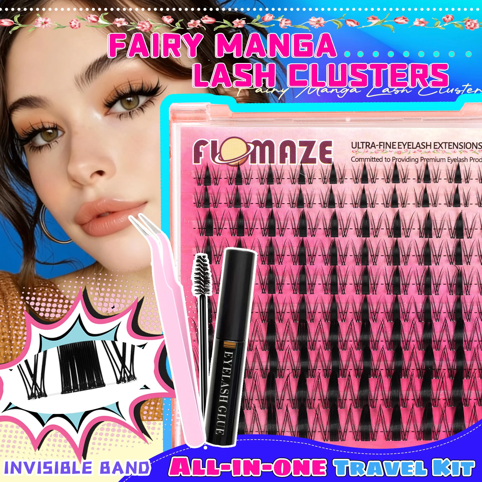 

Набор для самостоятельного наращивания ресниц: пучки ресниц «Кошачий глаз» с клеем и фиксатором, набор для самостоятельного наращивания ресниц DIY