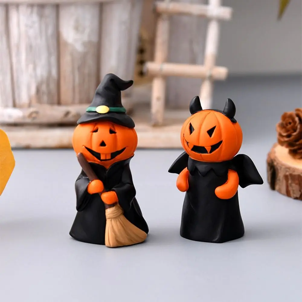 3Pcs/Set Resin Pumpkin Wizard Statue Craft Ghost Festival Mini Devil Pumpkin Figurine Exquisite Durable
