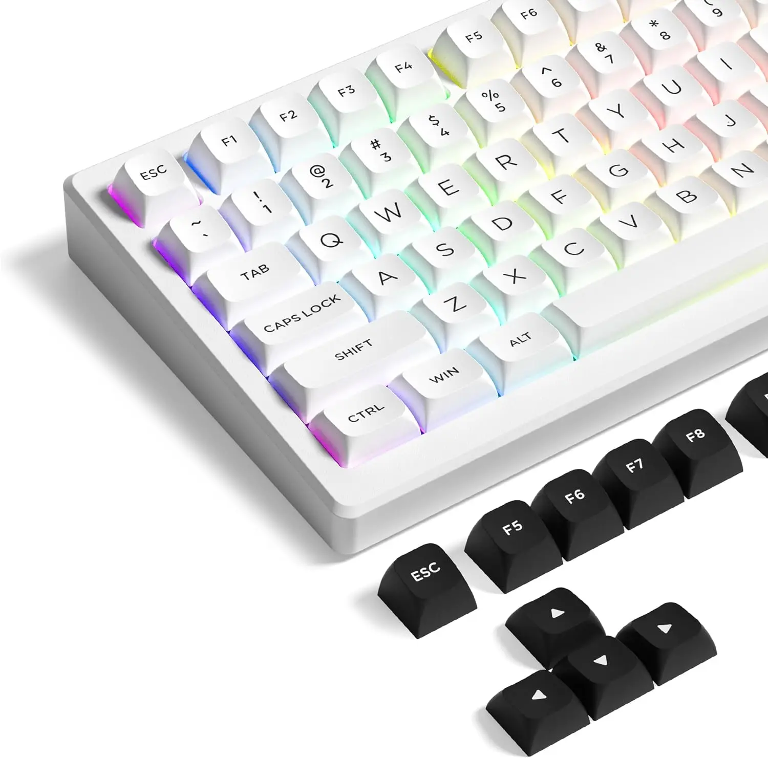 189 Keys Double Shot Keycaps ISA Profile Black on White PBT Keyboard Keycaps for Gateron Cherry MX Switches Mechanical Keyboard