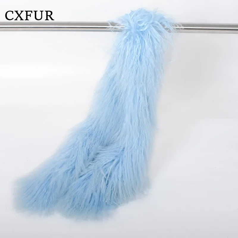 

Free Shipping New Arrival Color Curly Lambskin Real Mongolian Sheep Fur Women Scarf CX-S-02K