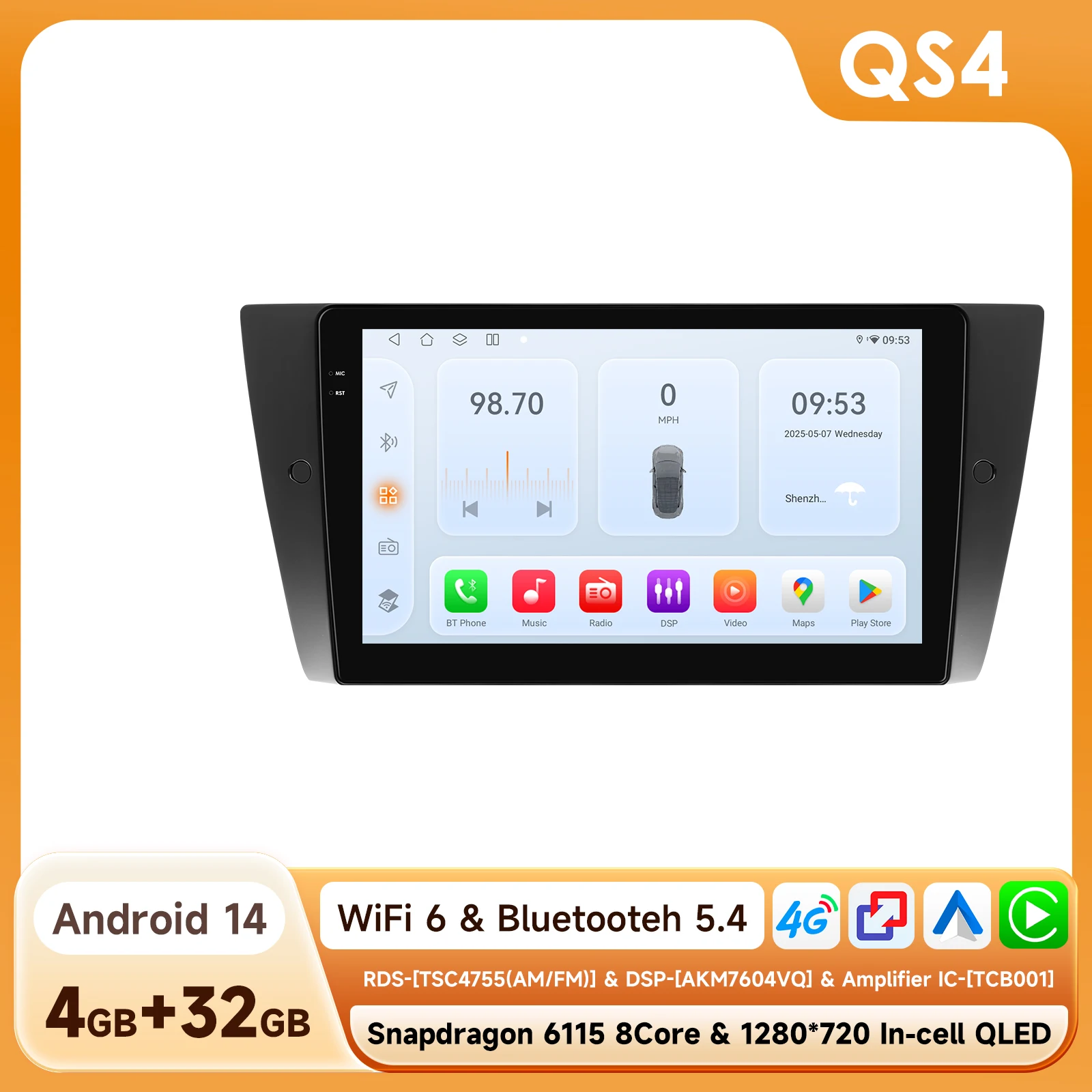 OSSURET Andriod Autoradio voor BMW E90 E91 E92 E93 2006-2012 Carplay Auto Intelligente Multimedia Speler door Snapdragon 6115