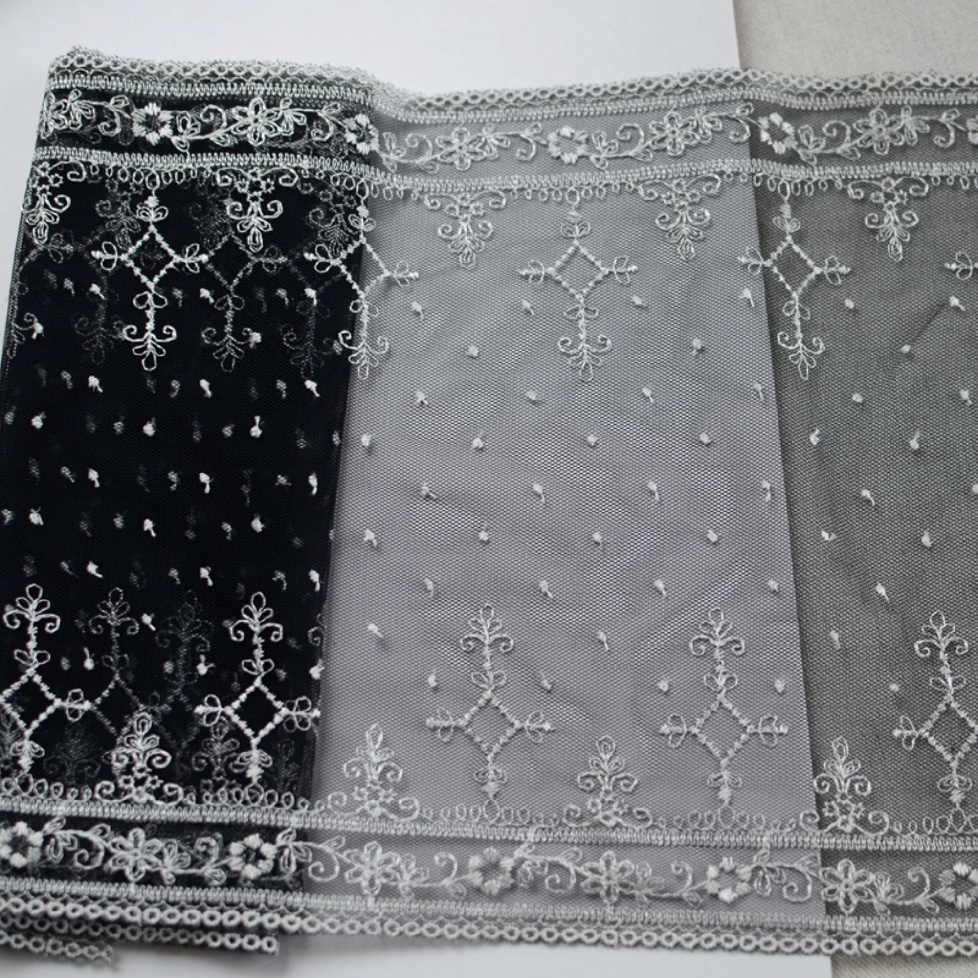 

1 yard Width 9.05 inches floral tulle lace trim,flowers embroidered lace fabric,floral lace trim for bridal veil,trim lace