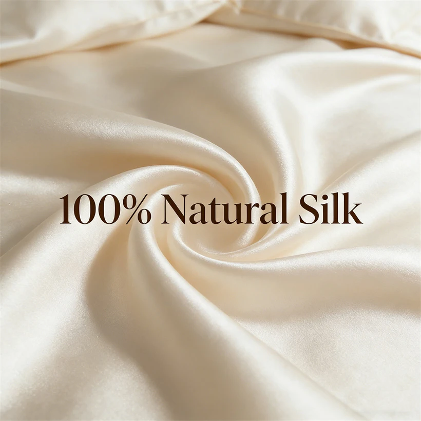 22mm Mulberry Silk Bedding Set Luxury Smooth Duvet Cover Set with Quilt Cover Bed Sheet Pillowcase for Twin Full King Queen Bed