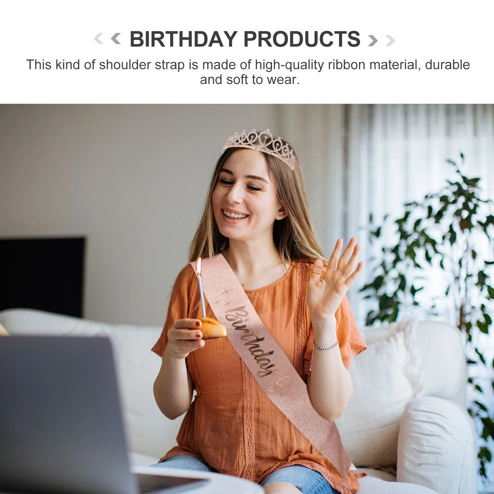 

1 Set Creative Birthday Party Dressing Props Crown Hair Shoulder Strap Party Costume Favors Light Durable Safe Material Perfect