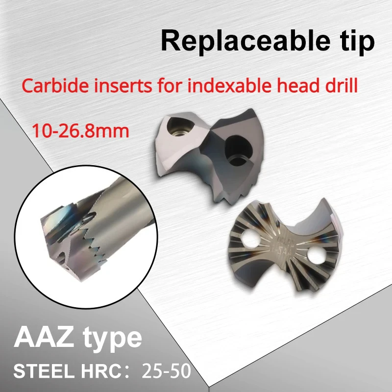 Carbide inserts Replaceable tip High precision 10-26.8mm for indexable head drill SMD U Drill to Processing steel HRC 25-50