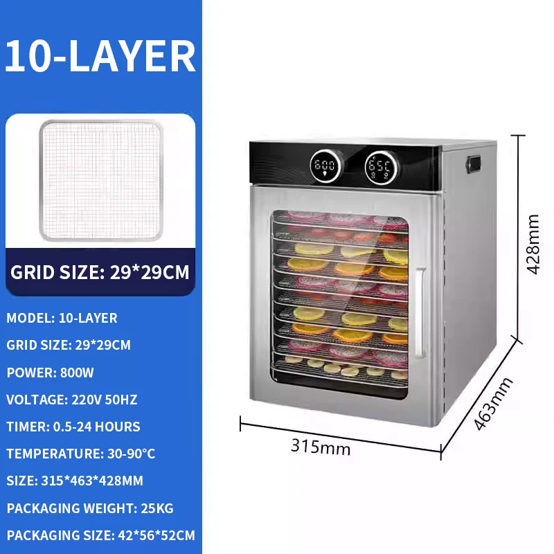 12-Tier Food Dehydrator 6-Tier Home-Use Dehydrator for Pet Treats, Fruits, and Vegetables Commercial-Grade Meat Jerky Dehydrator