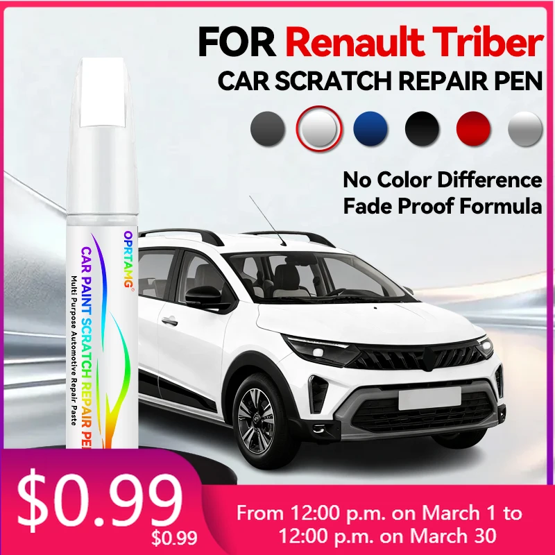 

Ручка-корректор для ремонта автомобильной краски (1996-2026 Renault Triber), аксессуары для устранения царапин, цвета: черный, серебристый, белый, серый