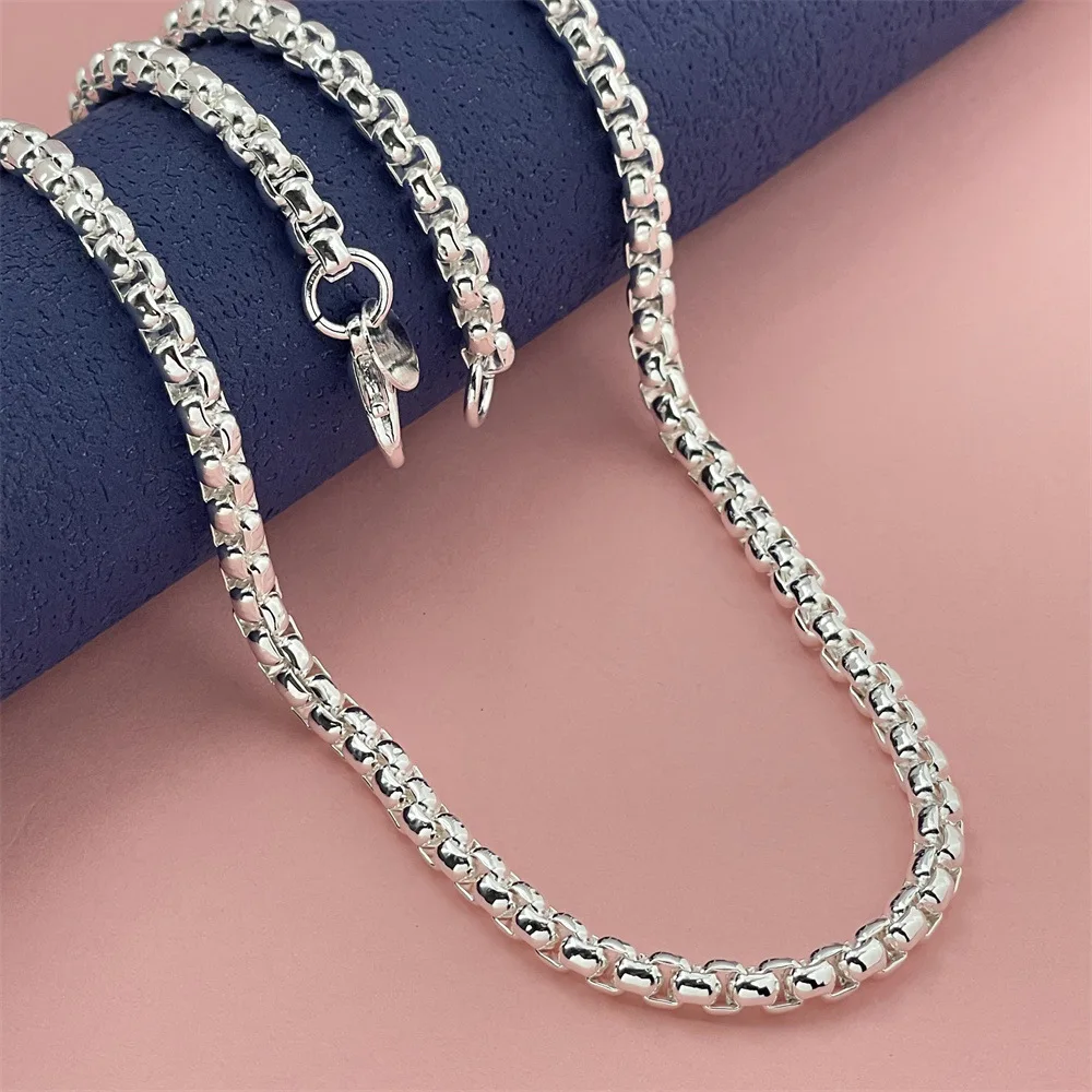 Wear-resistant Minimal Luxury Round Box Necklace Silver Gold 3mm 60CM Women 925 Sterling Silver Firm clasp durable for daily use