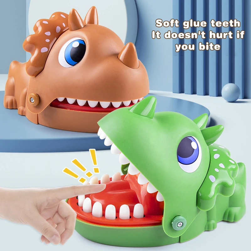 Triceratops Dinosaur Teeth Toy Biting Finger Reaction Training Novelty Games Kid Adult Jokes Toy Family Party Trick Game Toy