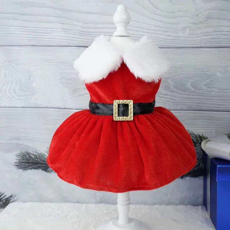 

Pet Christmas Clothes Dog Dress Cute Cats Dog Red Dress Soft Small Pet Red Skirt Suit Comfortable Easy To Clean Christmas Dress
