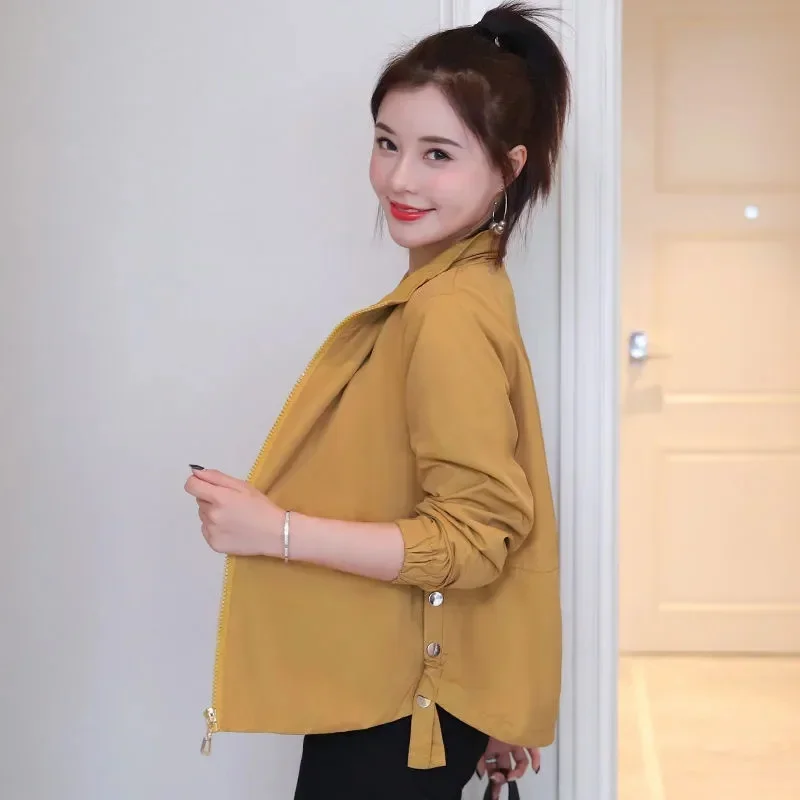 Pop 2025 Spring And Autumn Women Fashion Cardigan Shirt Windbreaker Female Jacket Outwear Ladies Short Trench Coat With Lining T