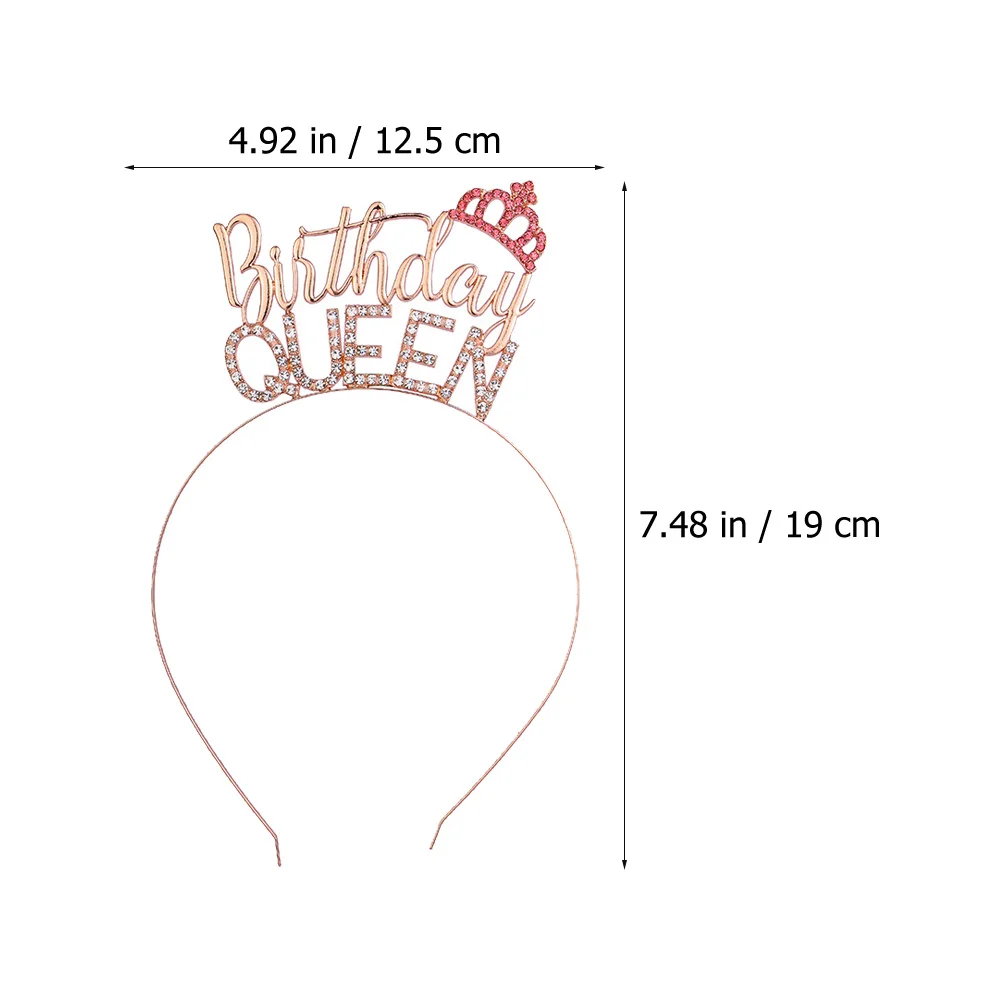 

2Pcs Birthday Party Head Tiara Crown Alloy Rhinestone Hairband Elegant Birthday Star Hair Jewelry Female Gift Adorable Headdress