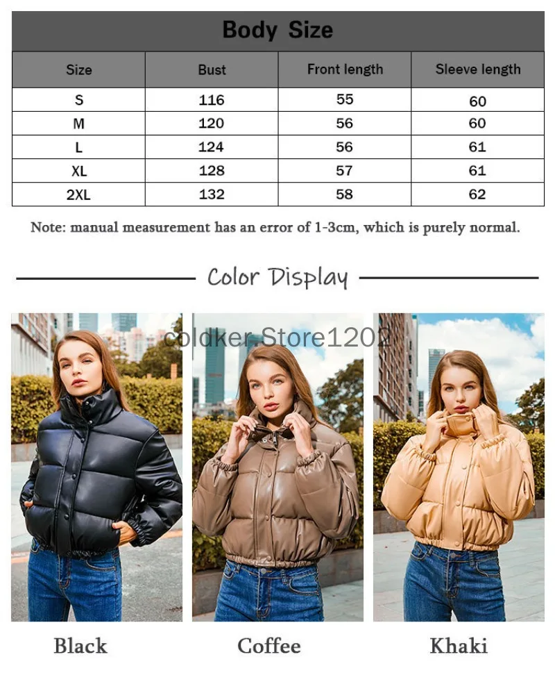 Winter Coat Female PU Leather Coats Women Short Parkas Fashion Black Cotton Padded Lady Down Jacket Elegant Zipper Clothes