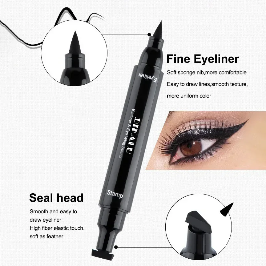 Zwarte Dubbelzijdige Sneldrogende Driehoek Sterafdichting Eyeliner Pen Waterdichte Duurzame Niet-Smudge Vloeibare Eyeliner Potlood Cosmetica