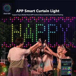 Stringa di luce intelligente a LED adatta per la decorazione della tenda APP Bluetooth Display grafico fai da te RGB IC tenda decorazione stringa di luce