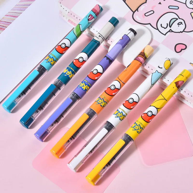 

24/48PCS KAWAII POKEMON прямой жидкий гель ручка мило 0,5 мм черные чернила подписи ручки рекламные школьные принадлежности офиса