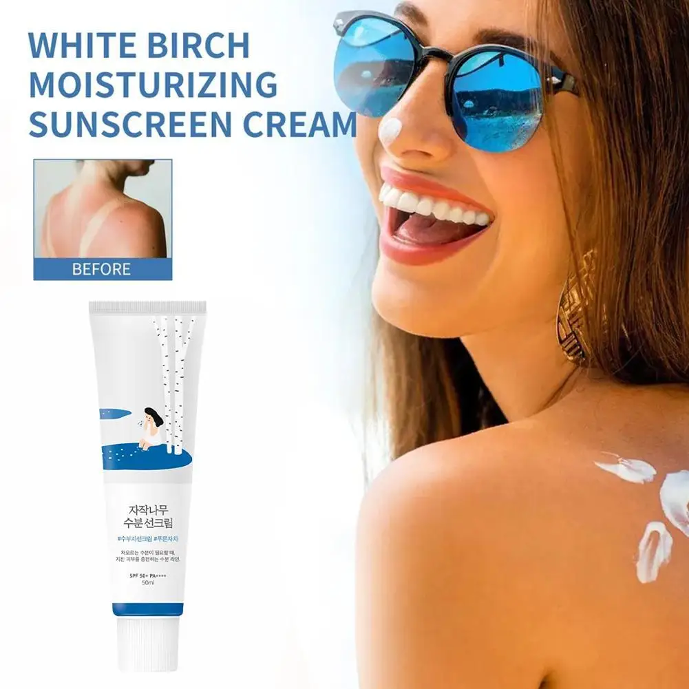 50ml Birch Juice Sunscreen SPF50+ Creamy Sun Cream PA++++ Moisturizing Strong UV Protection Sunblock Water Resistant Skin Care